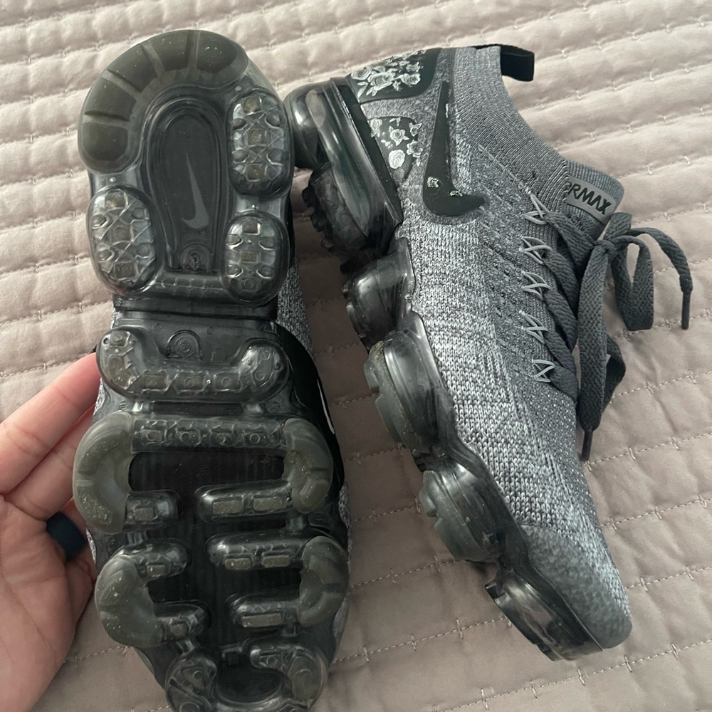 Nike VaporMax grey with floral pattern